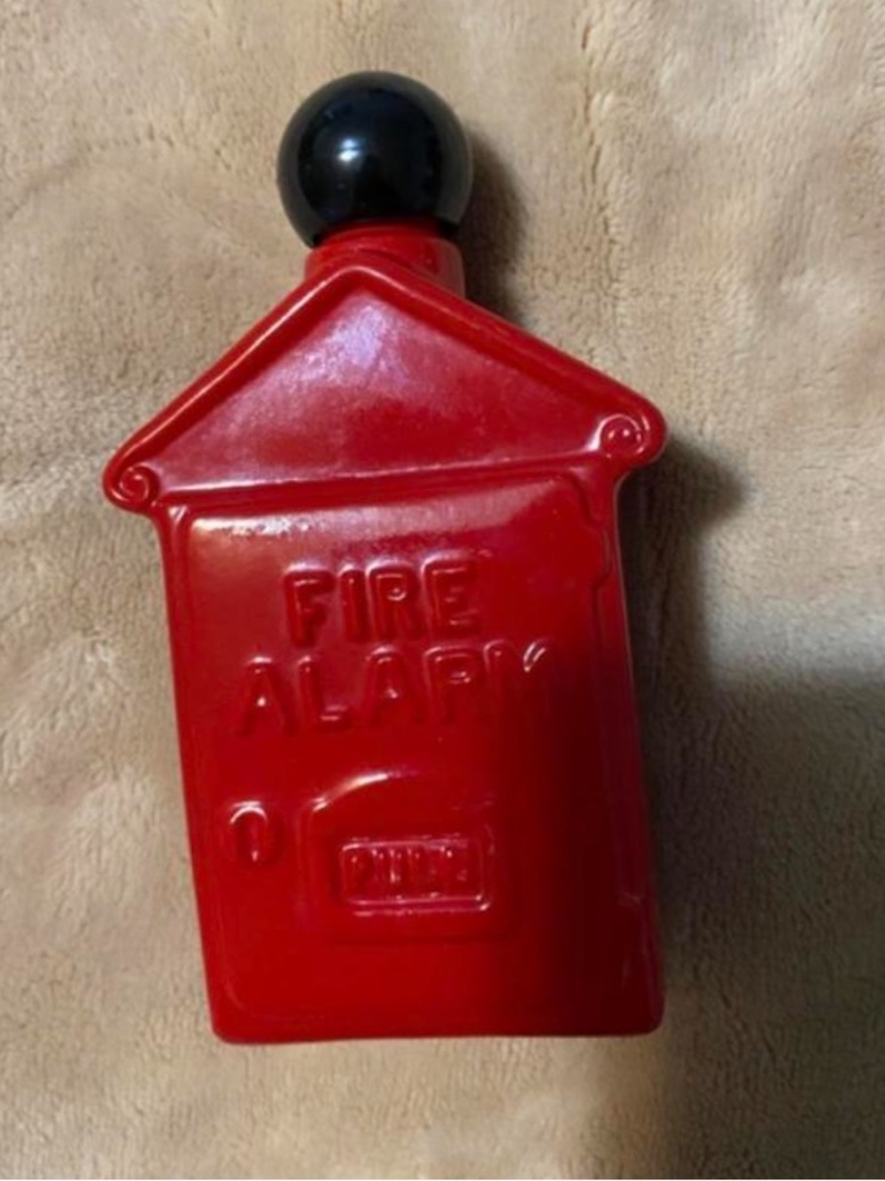 Avon Red Fire Alarm Box Ceramic Bottle